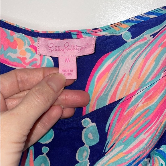 Lilly Pulitzer Blue and Pink Silk Top - Picture 5 of 13